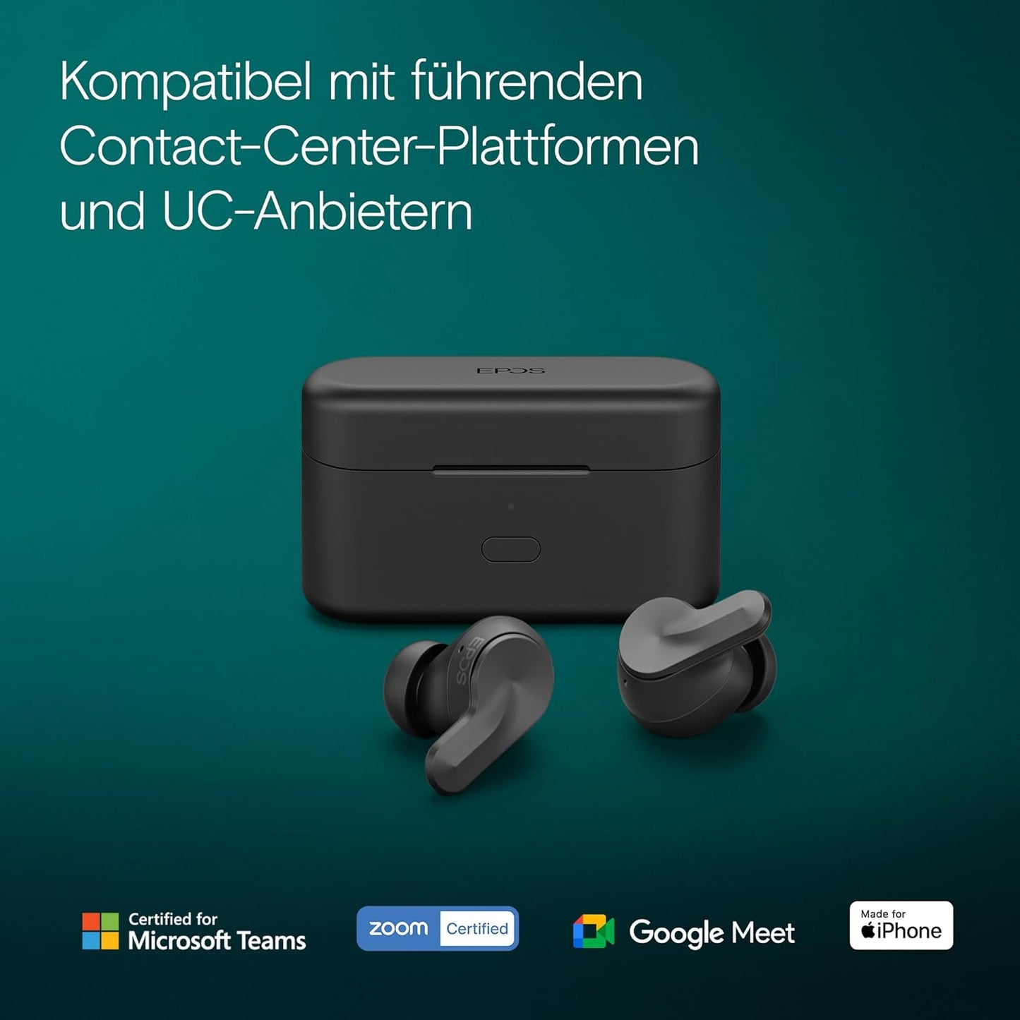 EPOS ADAPT E1, Kabellose In-Ear-Kopfhörer, Hybrides ANC, Multi-Point Bluetooth, 50H Akku, IPX5 wasserfest, USB-C Dongle.
