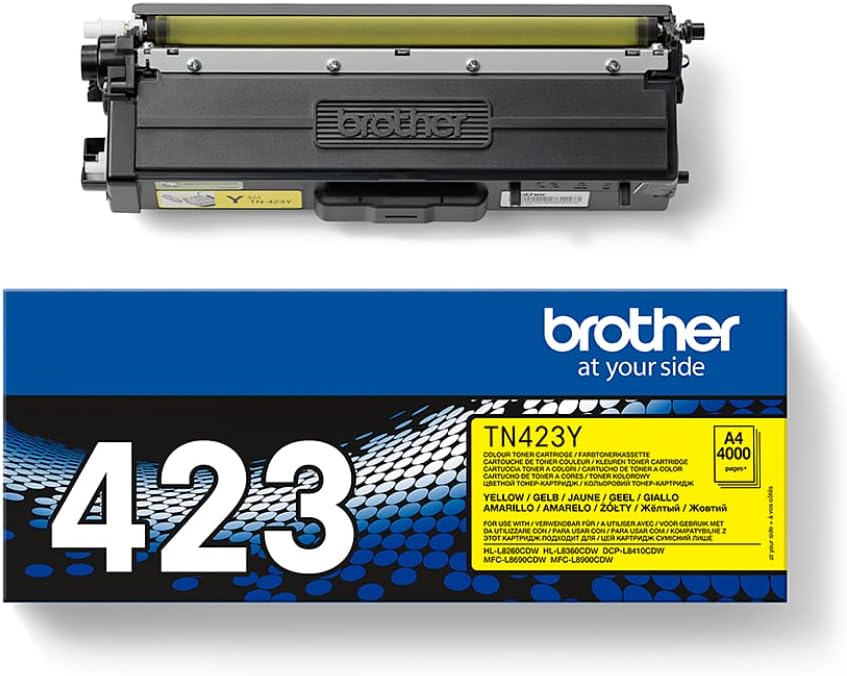 Brother TN-423Y Toner, Gelb, für ca. 4.000 Seiten, kompatibel mit diversen Brother Laserdruckern, hohe Reichweite