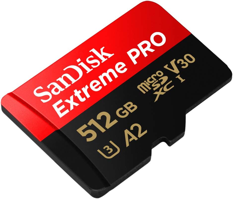 SanDisk Extreme PRO microSDXC 512 GB, Speicherkarte, A2, Class 10, V30, U3, 200 MB/s, inkl. Adapter & RescuePRO Deluxe.
