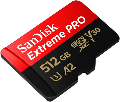 SanDisk Extreme PRO microSDXC 512 GB, Speicherkarte, A2, Class 10, V30, U3, 200 MB/s, inkl. Adapter & RescuePRO Deluxe.