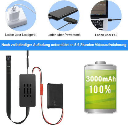 QZT Mini Kamera, HD WLAN Überwachungskamera, 3000mAh Akku, Live-Stream, App-Steuerung, Bewegungserkennung, Haustierkamera