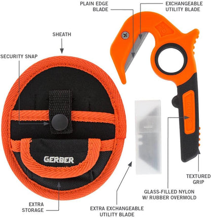 Gerber Vital Zip EAB Allzweckschneider, Jagdtool, inkl. Holster, orange, Modell 31-003645, sicheres Öffnen von Wild
