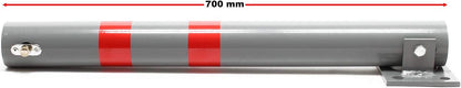 Wiltec Parkpfosten 705x75mm, klappbare Parkplatzsperre, runder Stahl-Absperrpfosten, Poller, robust, abschließbar