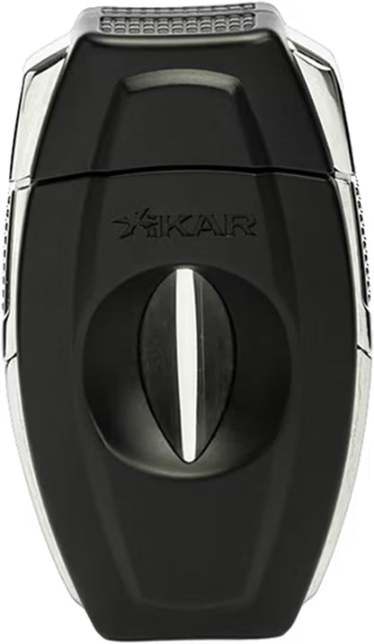 XIKAR Flip Dual Zigarrenschneider, 64-Ringmaß, V- & gerader Schnitt, Edelstahlklingen, Federentriegelung, Zigarrenablage, strukturierter Griff