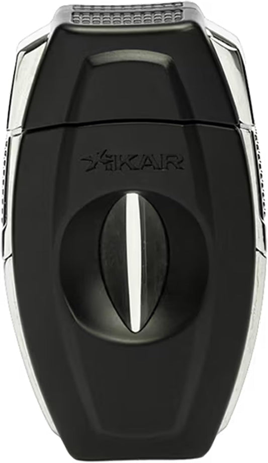 XIKAR Flip Dual Zigarrenschneider, 64-Ringmaß, V- & gerader Schnitt, Edelstahlklingen, Federentriegelung, Zigarrenablage, strukturierter Griff