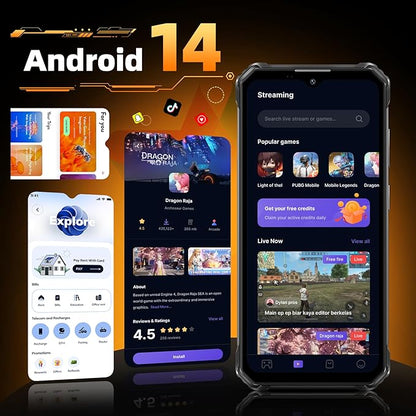 OUTIKEL WP23 Plus, Outdoor Handy, 24 GB RAM, 8+16 GB, 256 GB, 6.52" HD, 4G, Dual SIM, 10600 mAh Akku.