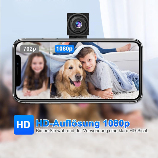 QZT Mini Kamera, HD WLAN Überwachungskamera, 3000mAh Akku, Live-Stream, App-Steuerung, Bewegungserkennung, Haustierkamera