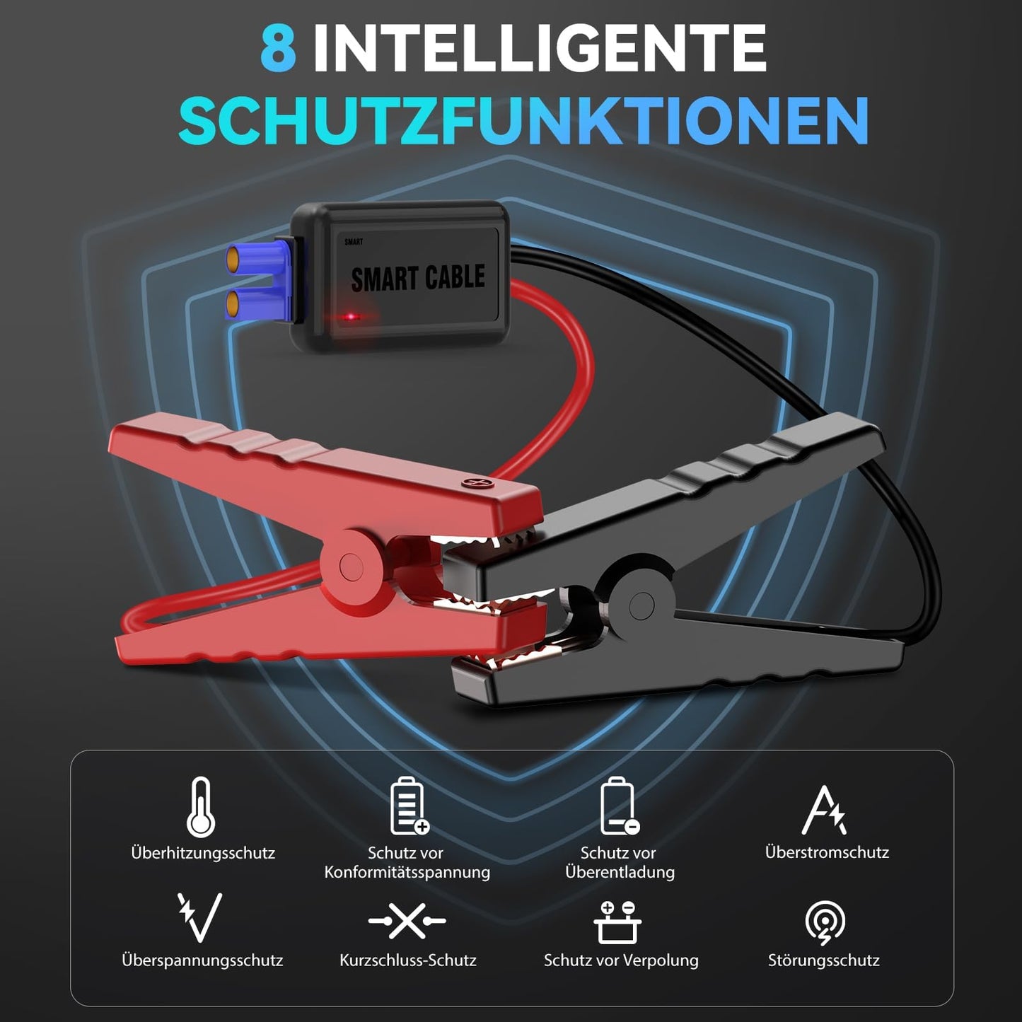 ACEZUK Starthilfe Powerbank 6000A, Auto-Starthilfe für 7,0L Benzin/5,5L Diesel, LED-Lampe, Display, tragbar