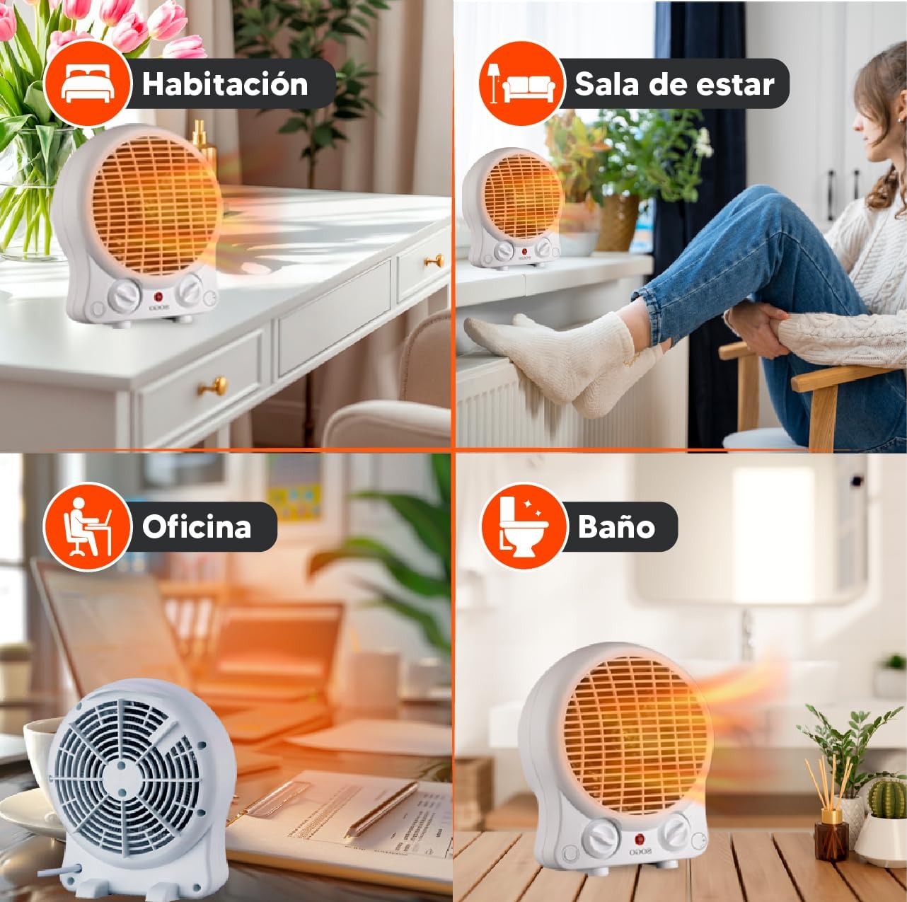 SOGO SS-18306 Heizlüfter, 2000W, kompakt, energiesparend, schnelle Wärme, rund, weiß