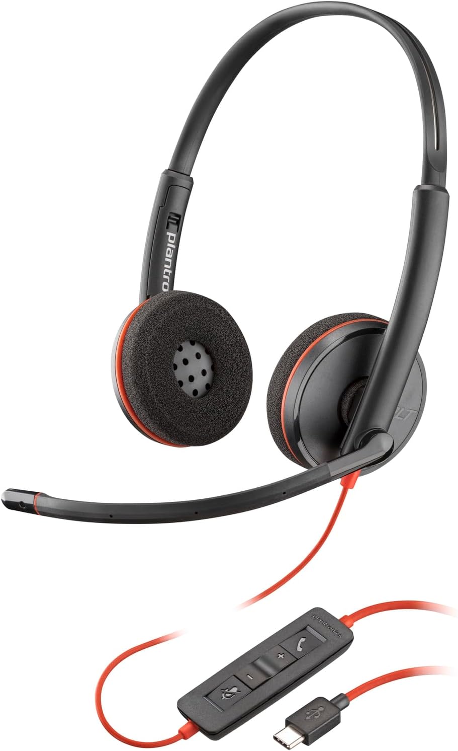 Poly Blackwire 3220 Stereo Headset, USB-C/USB-A, kabelgebunden, Noise Cancelling, bequemer Tragekomfort