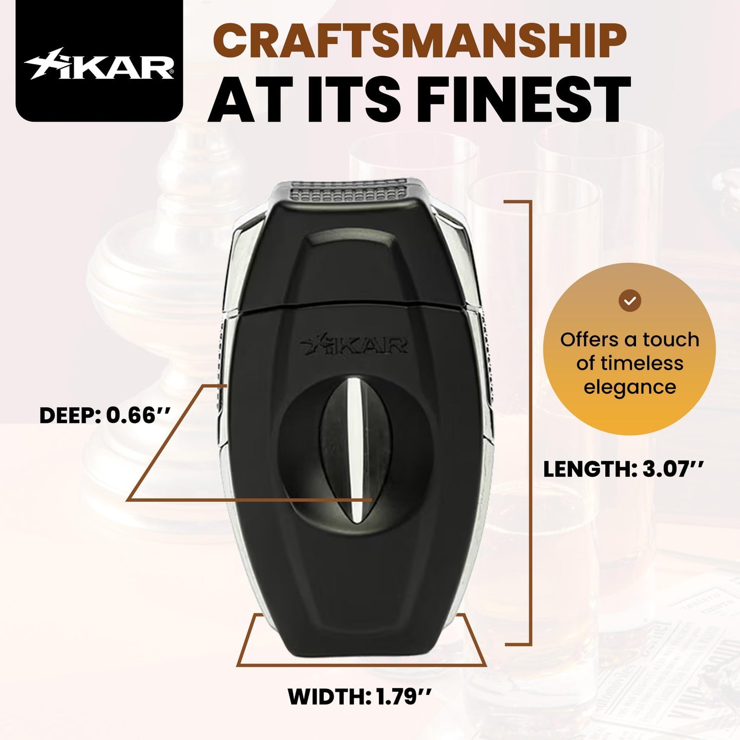 XIKAR Flip Dual Zigarrenschneider, 64-Ringmaß, V- & gerader Schnitt, Edelstahlklingen, Federentriegelung, Zigarrenablage, strukturierter Griff