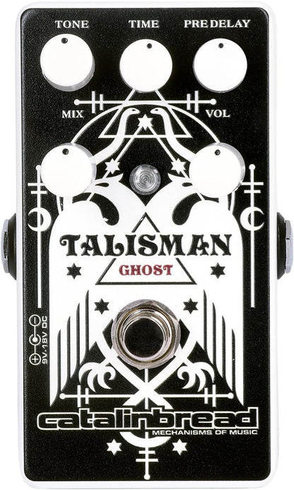 Catalinbread Talisman Reverb Pedal, Studio Plate Effektgerät, Schwarz-Weiß, vielseitige Klangregelung, kompakt für Gitarren