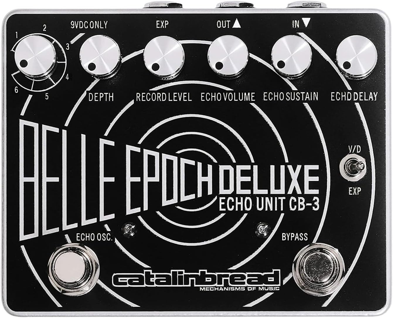 Catalinbread Belle Epoch Deluxe, Effektpedal, Vintage Tape Echo, vielseitige Delay-Optionen, schwarz-silber