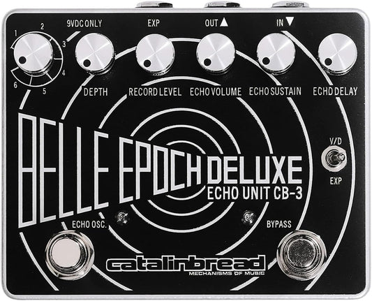 Catalinbread Belle Epoch Deluxe, Effektpedal, Vintage Tape Echo, vielseitige Delay-Optionen, schwarz-silber