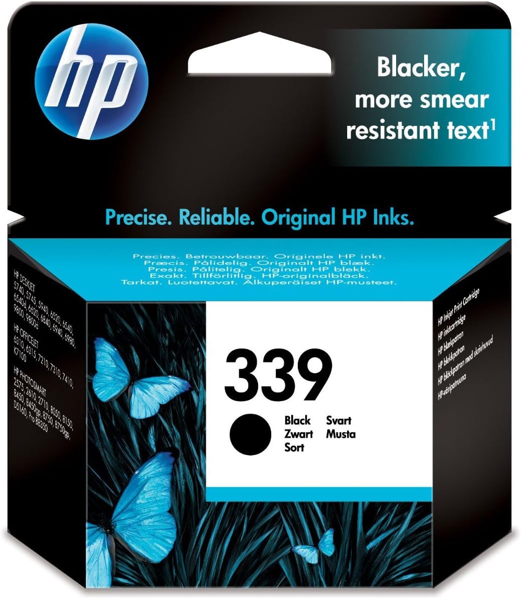HP 339, Tintenpatrone, schwarz, hohe Reichweite, für HP Drucker, klare Ausdrucke, einfache Installation