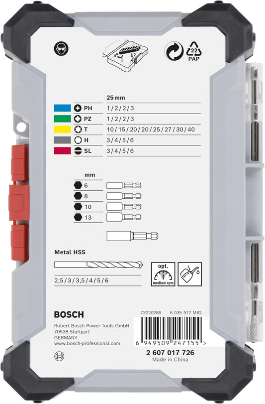 Bosch 2607017726 Bit- & HSS-Bohrer-Set 35-tlg, Zubehör für Schrauber/Bohrschrauber, extra hart, kompakt, vielseitig