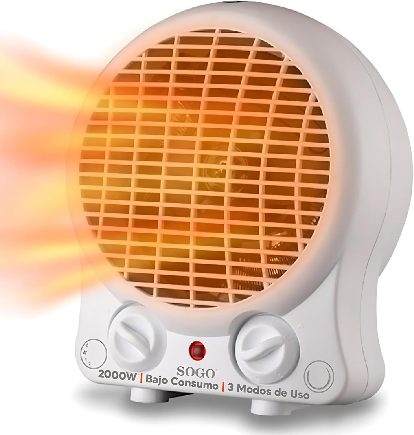 SOGO SS-18306 Heizlüfter, 2000W, kompakt, energiesparend, schnelle Wärme, rund, weiß