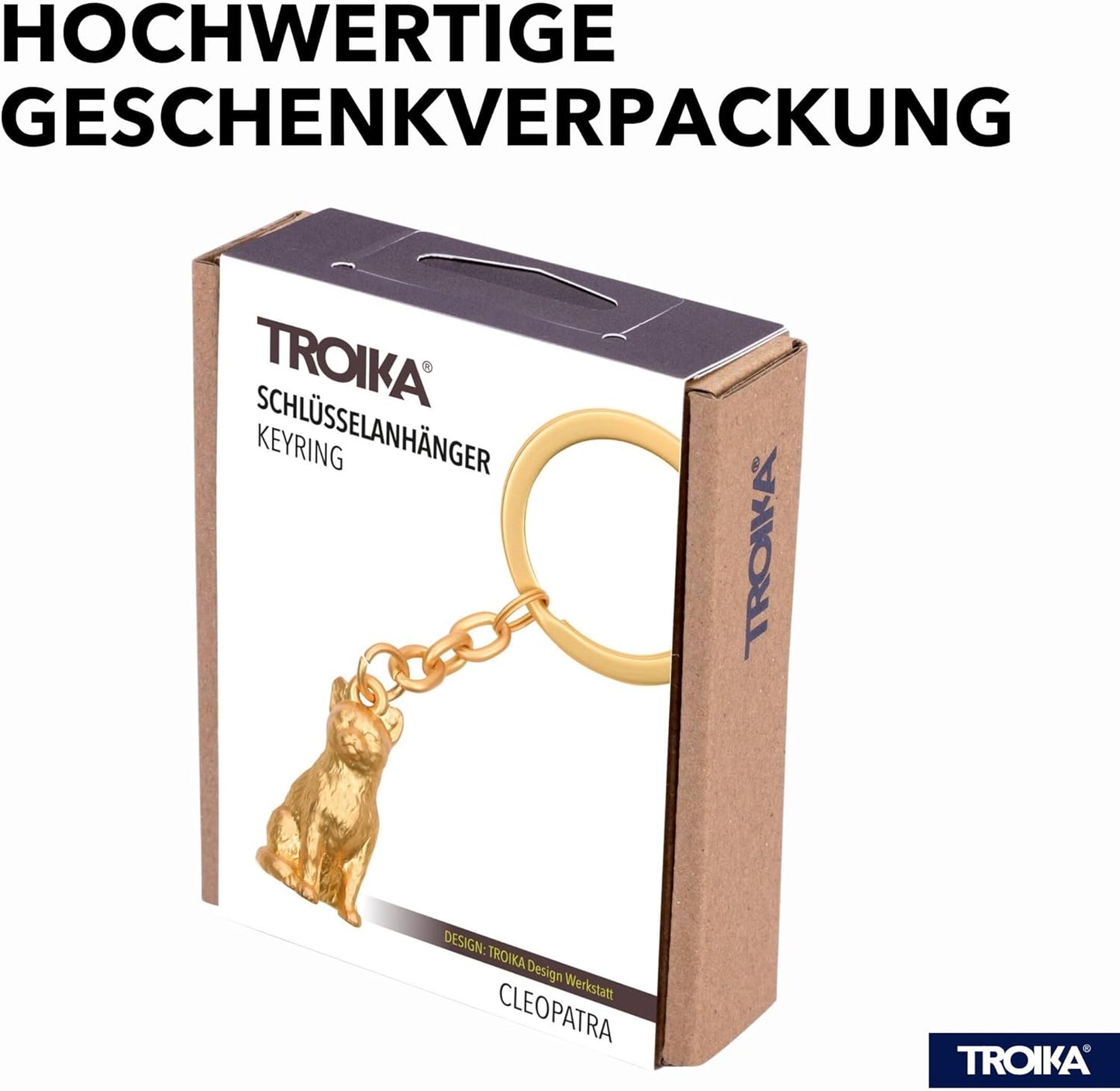 TROIKA Schlüsselanhänger CLEOPATRA, Schlüsselring, Metallguss, verchromt, goldfarben, einzigartiges Design.