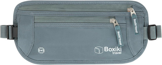 Boxiki Reise Geldgürtel, RFID-Block, für Pass, Brieftasche, Telefon, unisex, grau, ideal für Reisen, sicher und praktisch.