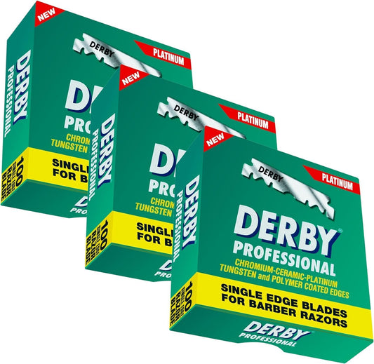 Derby Professional Rasierklingen, 3er Pack, 300 Stück, Einwegklingen für Rasiermesser, rostfrei, präziser Schnitt
