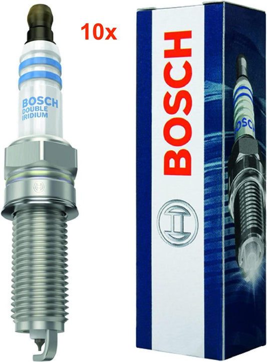 Bosch YR7MII33X Zündkerzen 10er Set, Double Iridium, langlebig, hohe Zündsicherheit, passend für viele Fahrzeuge