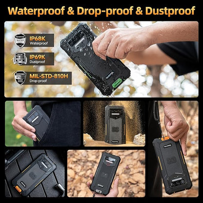 OUTIKEL WP23 Plus, Outdoor Handy, 24 GB RAM, 8+16 GB, 256 GB, 6.52" HD, 4G, Dual SIM, 10600 mAh Akku.