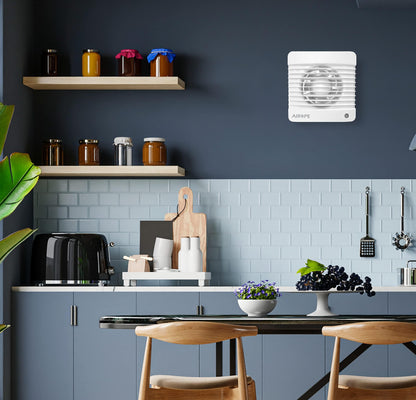 Airope Silenta 100 Abluftventilator, 100mm, Rückschlagventil, Moskitonetz, 7W, 26dBA, leise, Wandmontage, Bad/Küche/WC