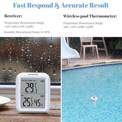 Inkbird IBS-P01R, Funk Poolthermometer, schwimmend, digital, präzise Temperaturmessung, große Anzeige, wasserdicht.