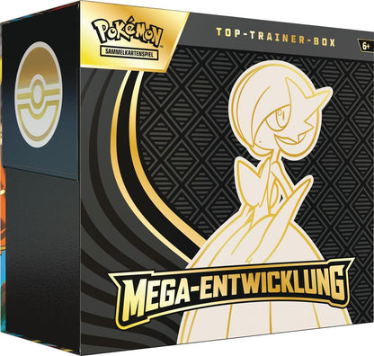 Pokémon, 10-10047-117, Top-Trainer-Box Mega-Entwicklung Guardevoir – Vollbild-Promokarte, 9 Boosterpacks & Zubehör