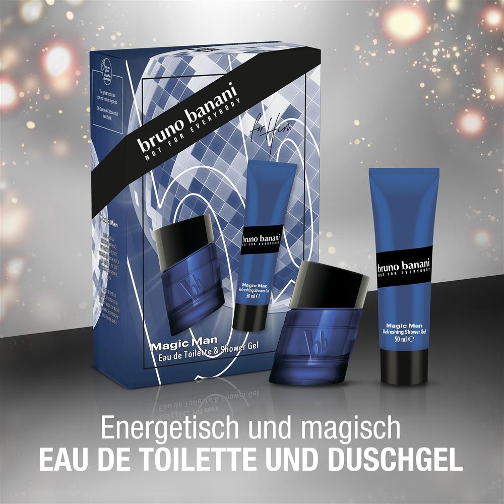 bruno banani Magic Man Set, Eau de Toilette 30ml & Duschgel 50ml, Herrenduft, energetisch, holzig, Geschenkidee
