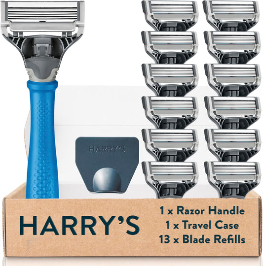 Harry's Herrenrasierer mit blauem Griff, Set inkl. 13 Rasierklingen