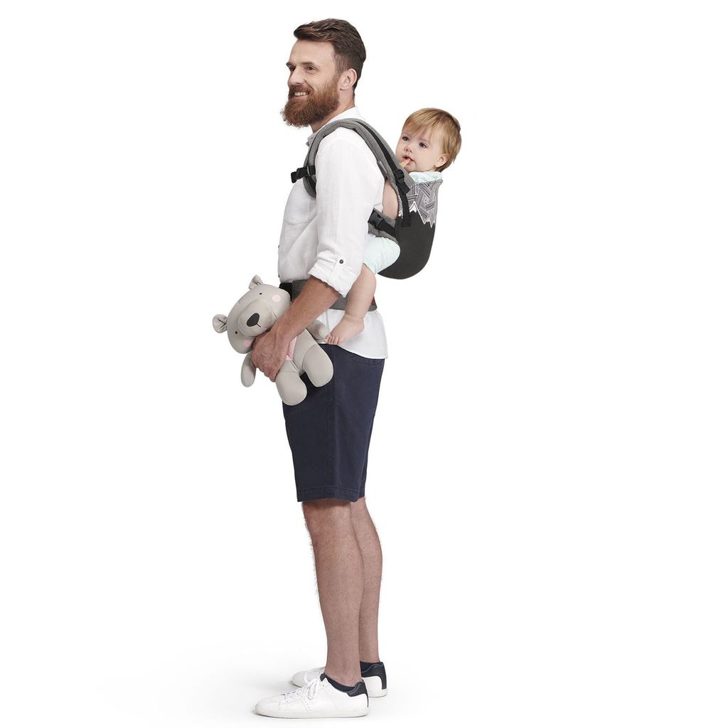 KINDERKRAFT Babytrage MILO, Tragehilfe, 3-48 Monate, 3-20 kg, ergonomisch, verstellbar, grau, Baumwollmix
