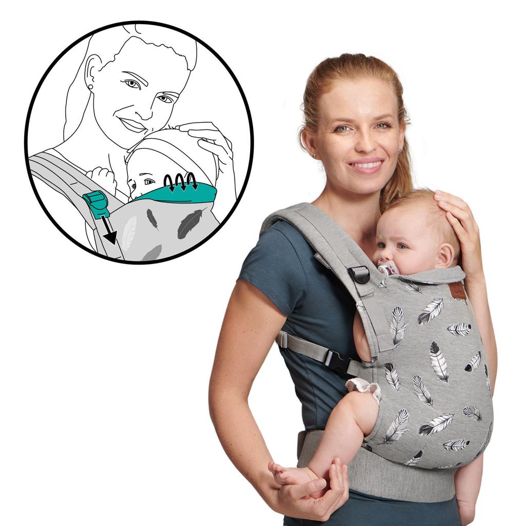 KINDERKRAFT Babytrage MILO, Tragehilfe, 3-48 Monate, 3-20 kg, ergonomisch, verstellbar, grau, Baumwollmix