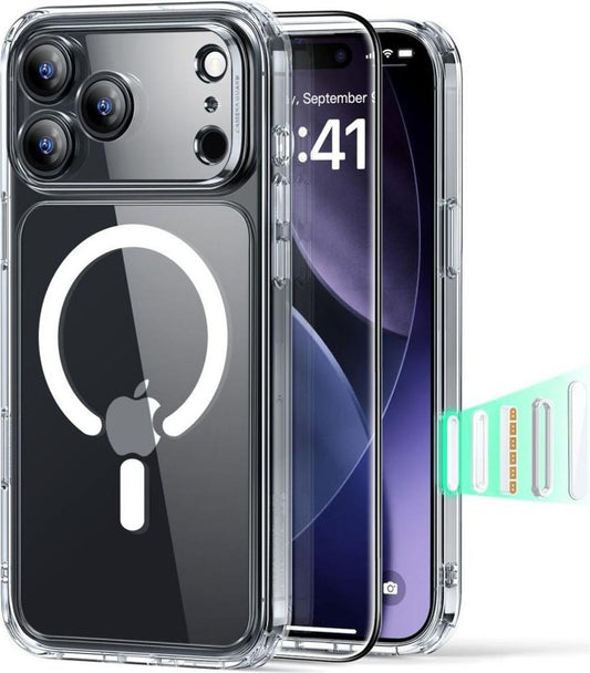 ESR Classic Hybrid MagSafe Set für iPhone 17 Pro Max, Hülle & Displayschutz, transparent, stoßfest, kabelloses Laden