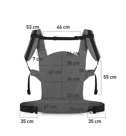 KINDERKRAFT Babytrage MILO, Tragehilfe, 3-48 Monate, 3-20 kg, ergonomisch, verstellbar, grau, Baumwollmix