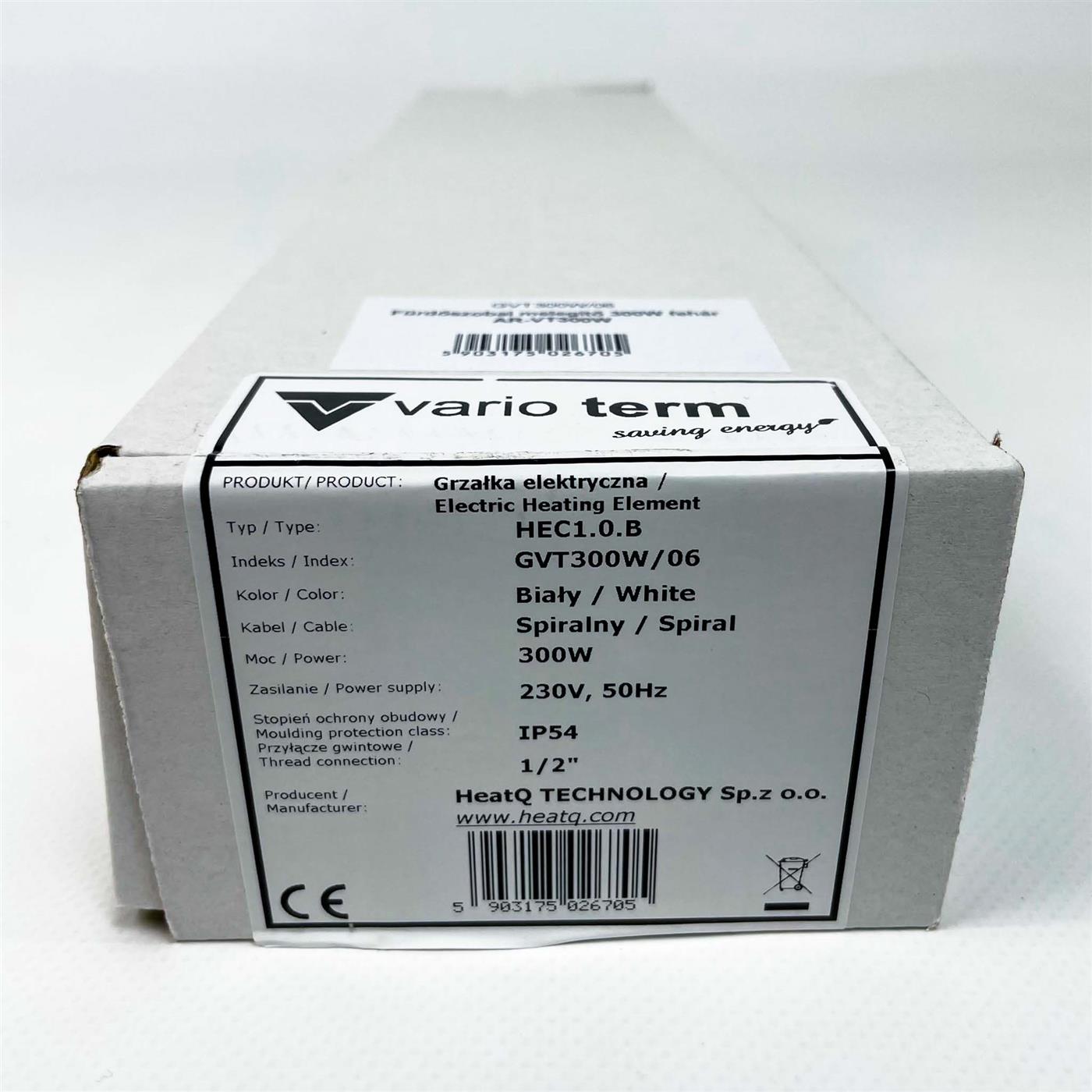 Varioterm GROOVER (GRL-V-GVT300W/06) 300 W (0,3 kW) elektrisches Heizgerät mit Thermostat, weiß
