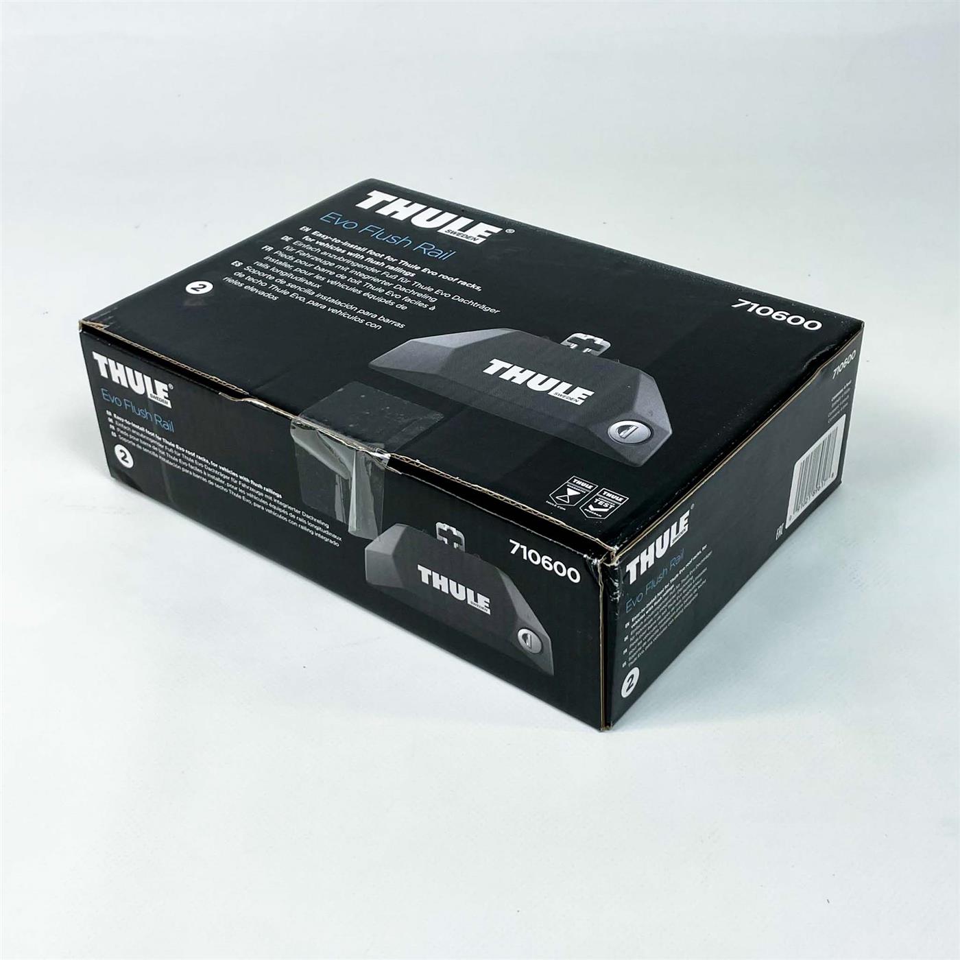 Thule 710600 Evo Flush Rail Fußsatz – 4er-Set, universal für Fahrzeuge, schwarz, One-Size
