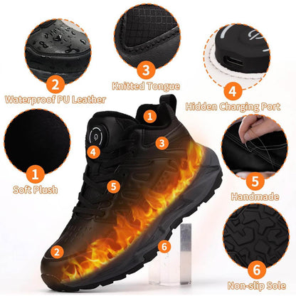 NBUABX Beheizte Schuhe (41), 4000mAh Akku, 3 Wärmeeinstellungen, elektrisch, ideal für Winter, Jagd, Skifahren, Camping, Reiten, schwarz.