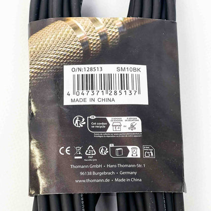Thomann SM10BK, 10 m, 3‑poliges Mikrofonkabel, geschirmt, robustes schwarzes Kabel