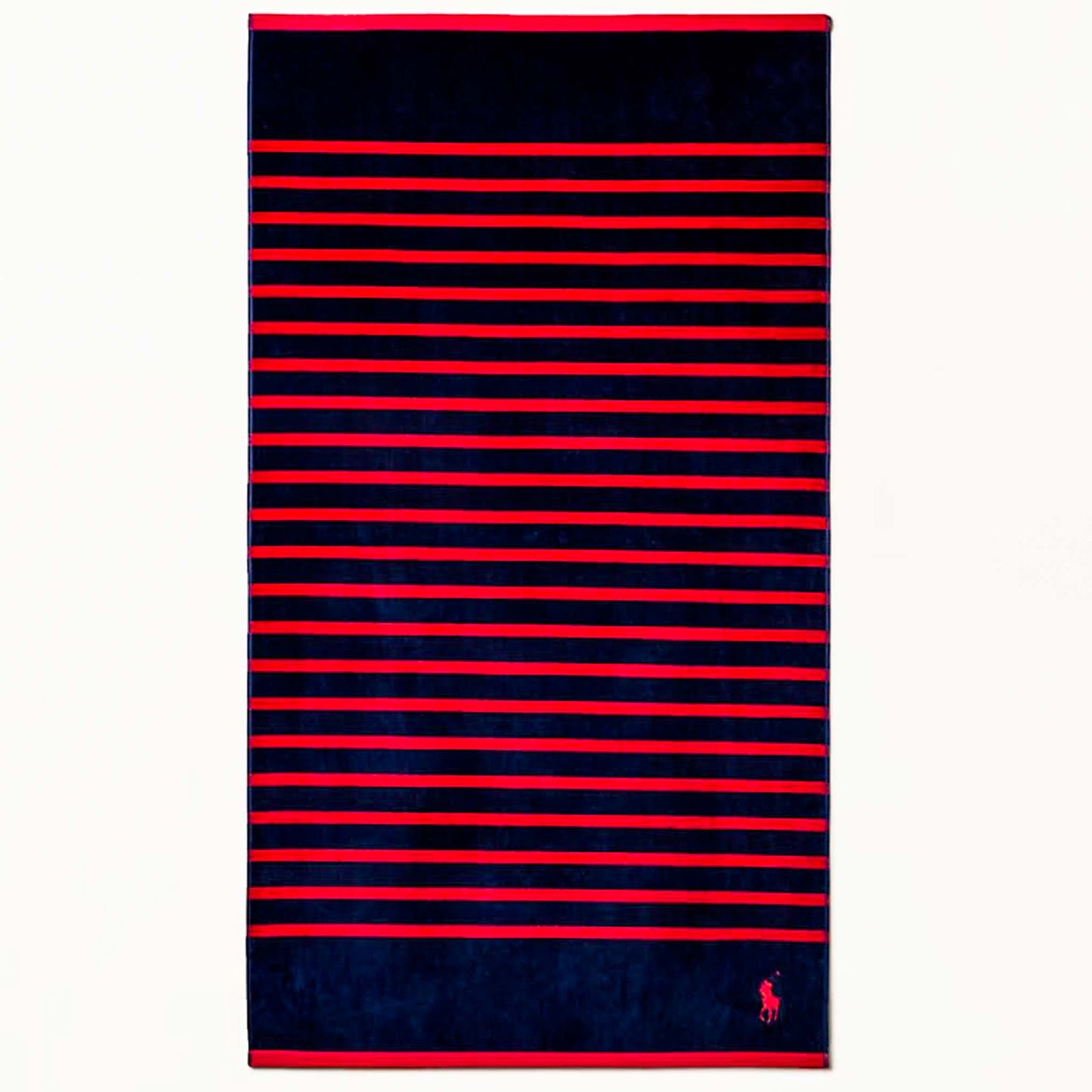 Polo Ralph Lauren Strandtuch 90×170 cm – gestreifte Optik, Dunkelblau/Rot