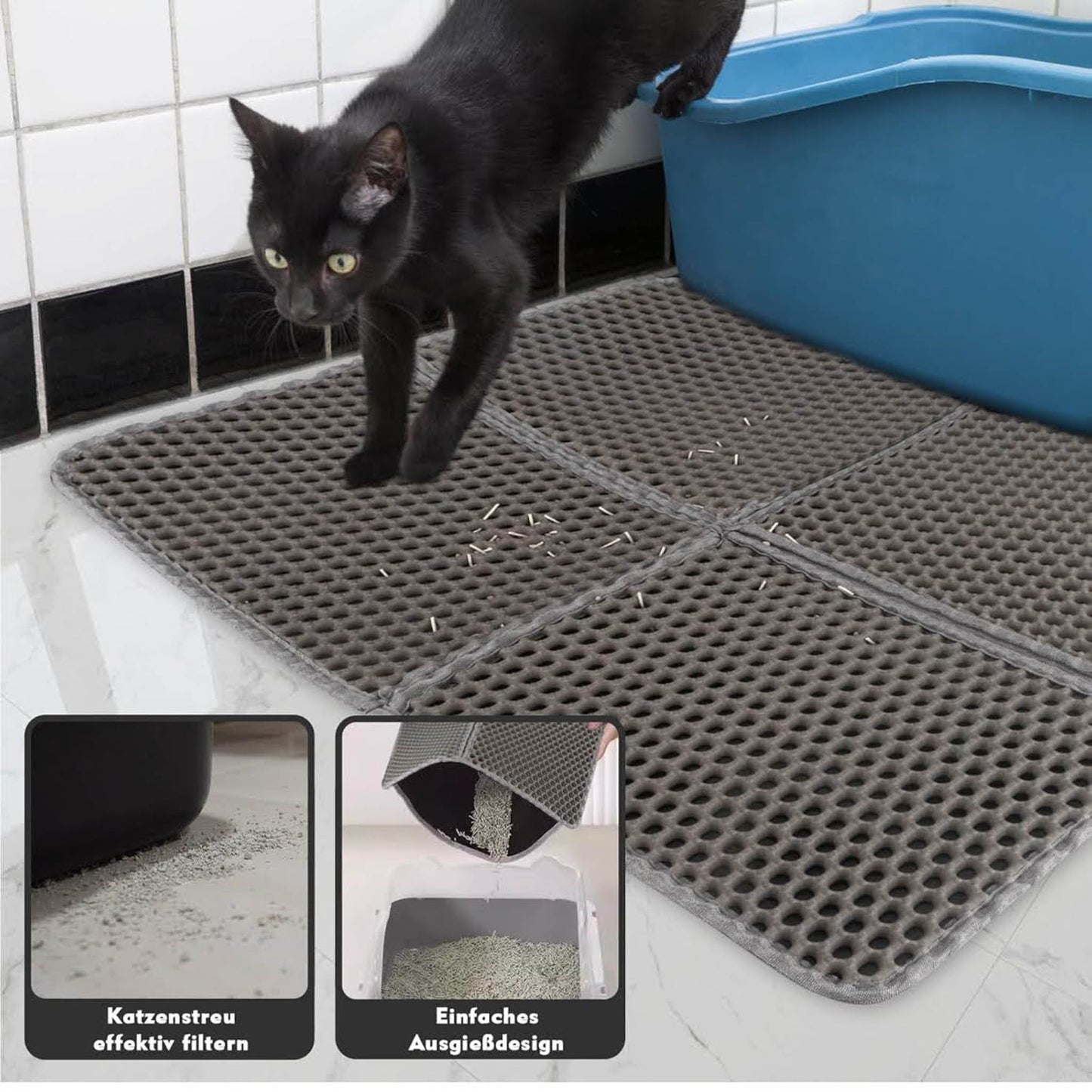 MOCOBO Katzenklo Matte, rutschfest, wasserdicht, leicht zu reinigen, ideal für Wohnungskatzen.