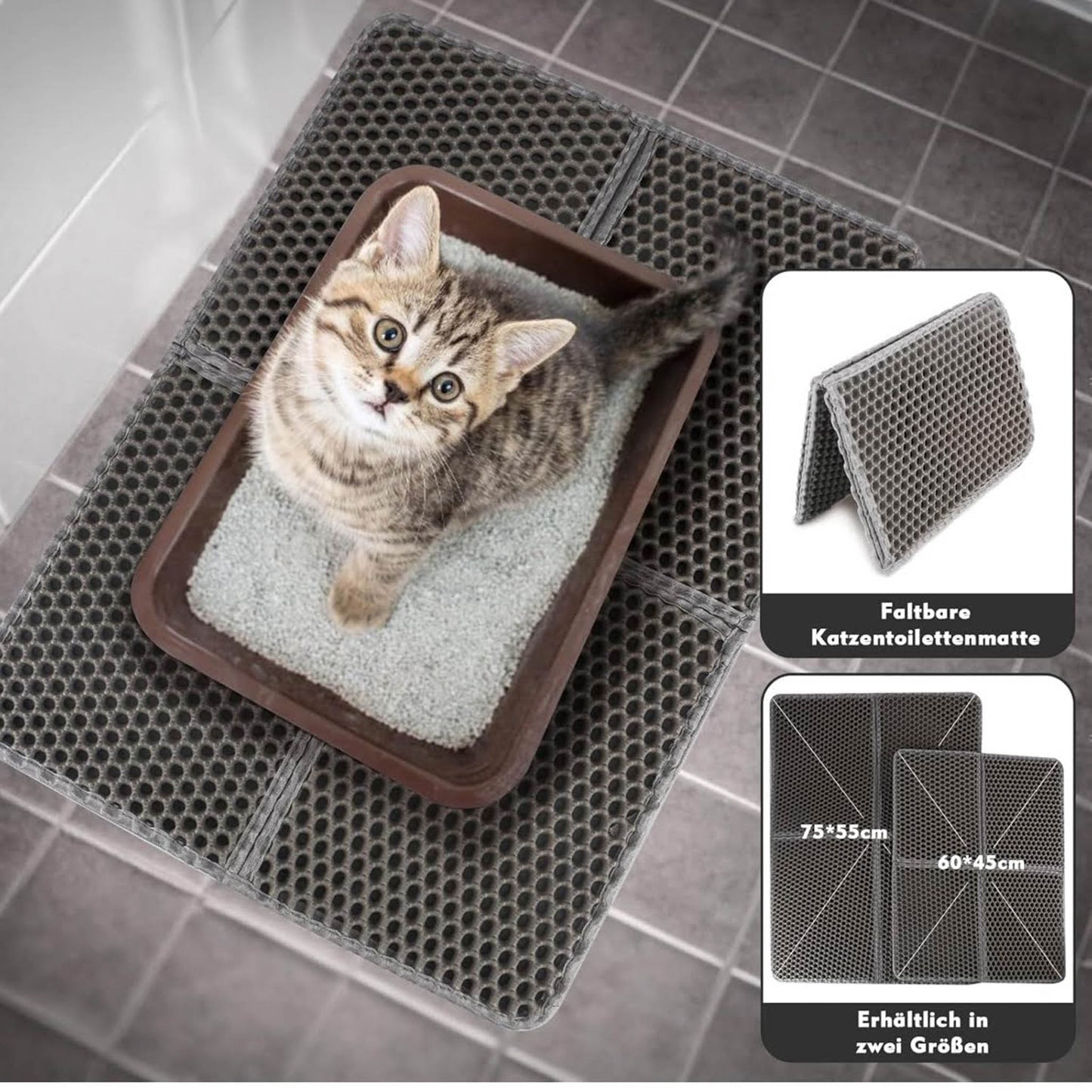 MOCOBO Katzenklo Matte, rutschfest, wasserdicht, leicht zu reinigen, ideal für Wohnungskatzen.