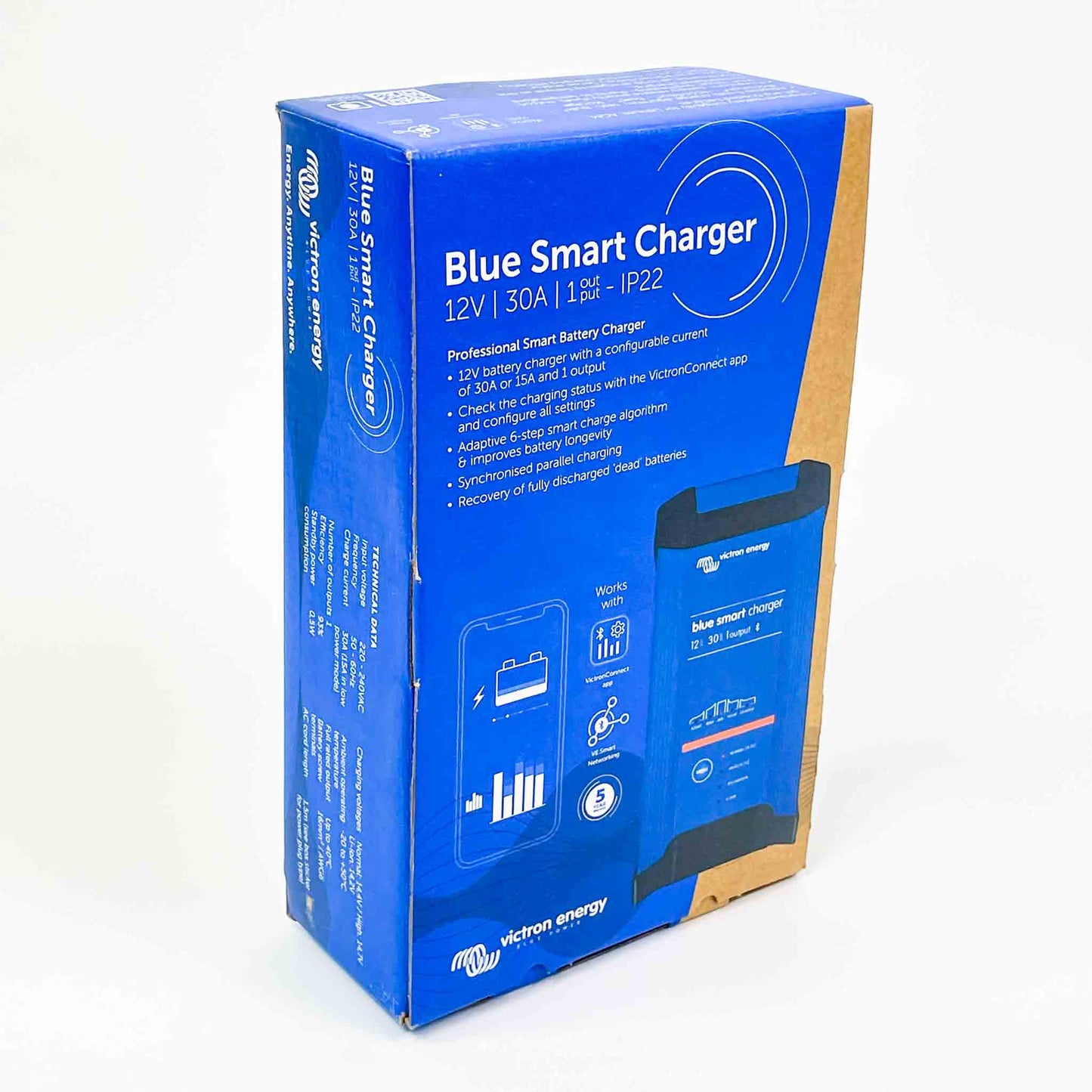 Victron Blue Smart 12V 30A Ladegerät, IP22, Bluetooth, 1 Ausgang, CEE 7/7, Batterieerhaltung, Desulfator
