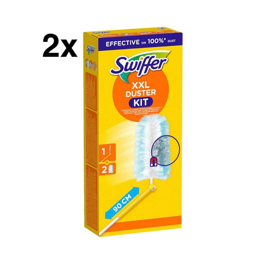 Swiffer Staubmagnet Starterkit, XXL Griff, 2 Tücher, effektive Staubentfernung, ergonomisches Design, ideal für große Flächen.