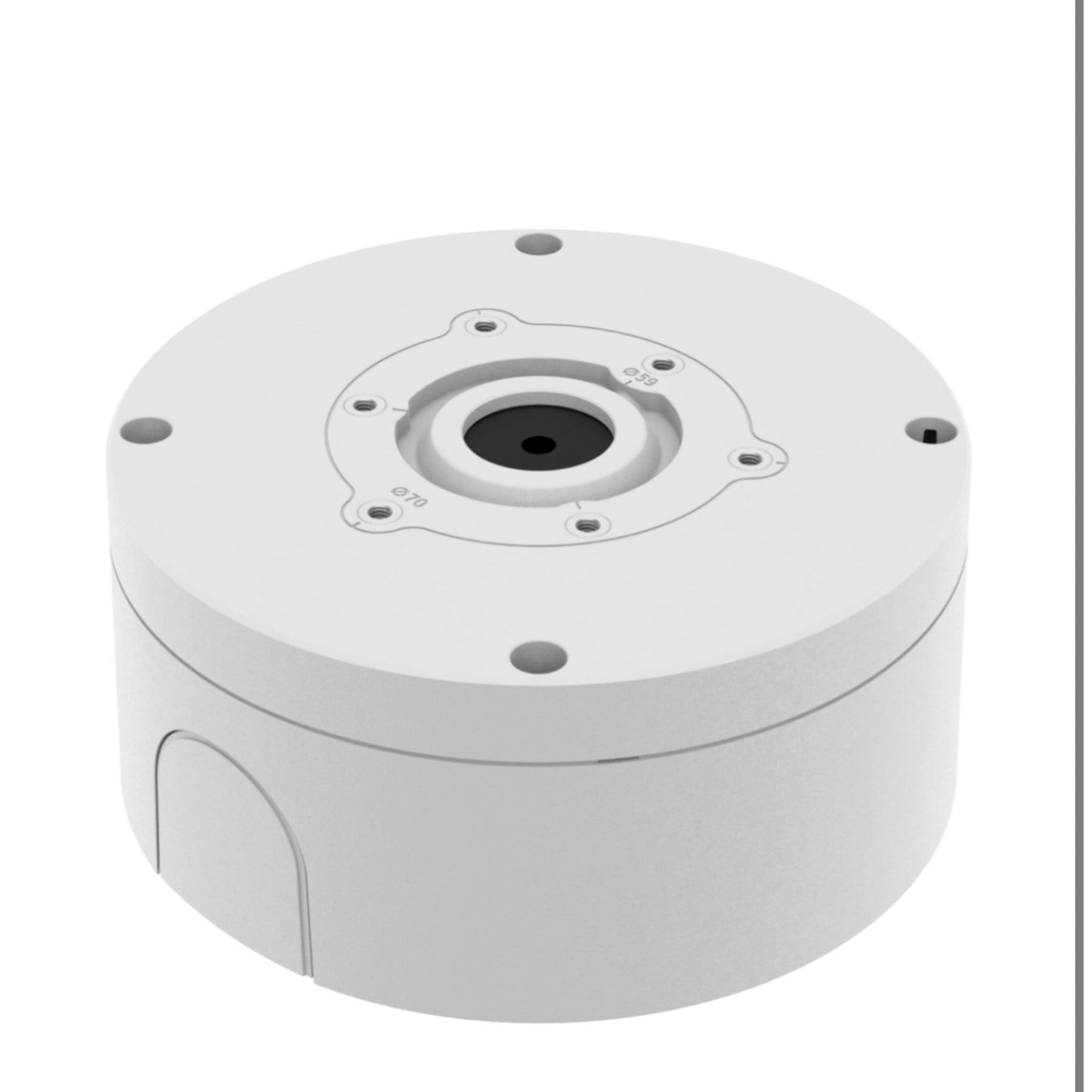 Hanwha SBO-140WW Einbaubox aus Aluminium für ausgewählte Überwachungskameras – robuste Bauweise, integrierte Kabelführung