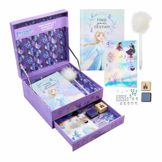 Disney Frozen Tagebuch Set, Notizbuch, Scrapbook Zubehör, lila, inkl. Stifte und Sticker, ideal für kreative Mädchen.