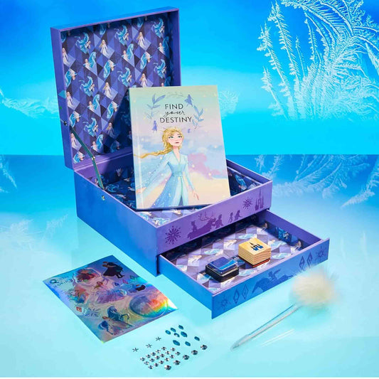 Disney Frozen Tagebuch Set, Notizbuch, Scrapbook Zubehör, lila, inkl. Stifte und Sticker, ideal für kreative Mädchen.