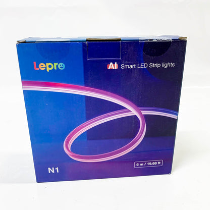 Lepro AI Neon LED Strip N1, 6m, LED Streifen, App-Steuerung, DIY Formen, Musik-Sync, Alexa & Google Assistant, ideal für Wohnzimmer & Partys.