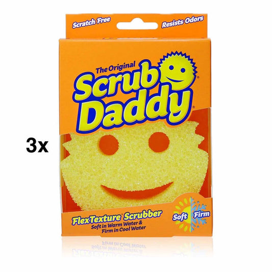 Scrub Daddy, Original, Haushaltsschwamm, gelb, vielseitig, langlebig, reinigt effektiv, wechselt zwischen hart und weich.