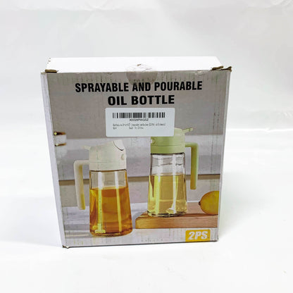 EnthuLove 2-in-1 Ölspender, 470ml, Multifunktions-Ölsprüher, Glas, ideal für Küche und Heißluftfritteuse, 2 Stück Schwarz.
